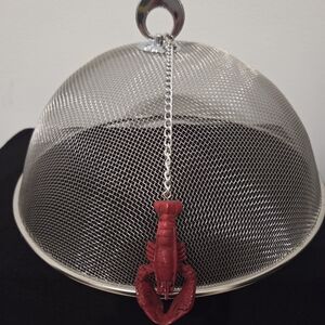 Gourmet Silver Mesh Food Dome with Red Lobster Accent